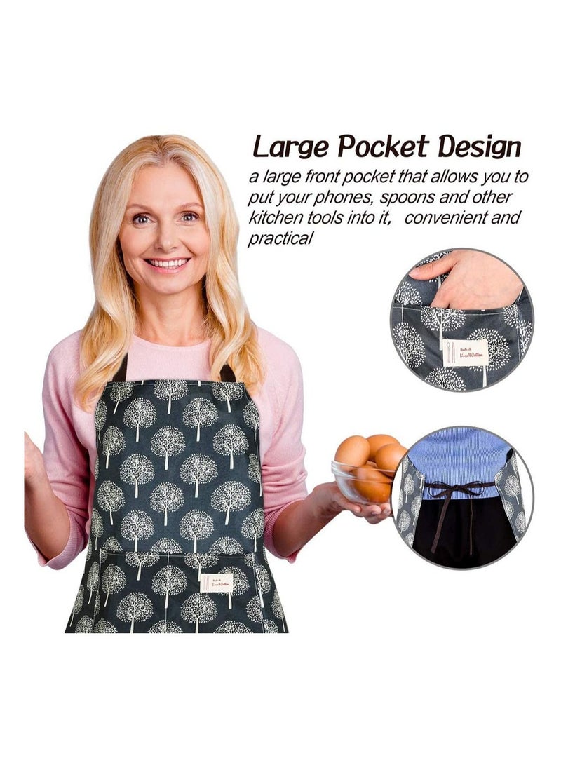 Aprons with Pockets Waterproof Adjustable Cooking Kitchen Bib Apron for Baking Household Cleaning Linen Easy To Wear Shapes Women 2 Pieces