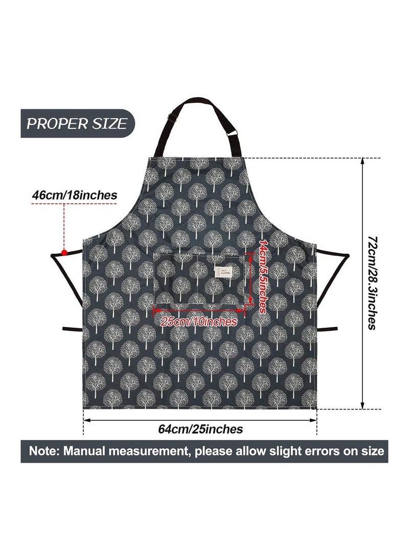 Aprons with Pockets Waterproof Adjustable Cooking Kitchen Bib Apron for Baking Household Cleaning Linen Easy To Wear Shapes Women 2 Pieces