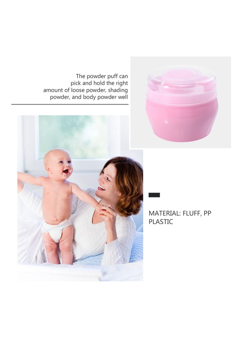 2 Sets Baby Powder Puff Box Fluffy Body After- Bath Powder Case Baby Care Face Body Villus Powder Puff Container Makeup Cosmetic Talcum Powder Holder with Hand Holder-Pink