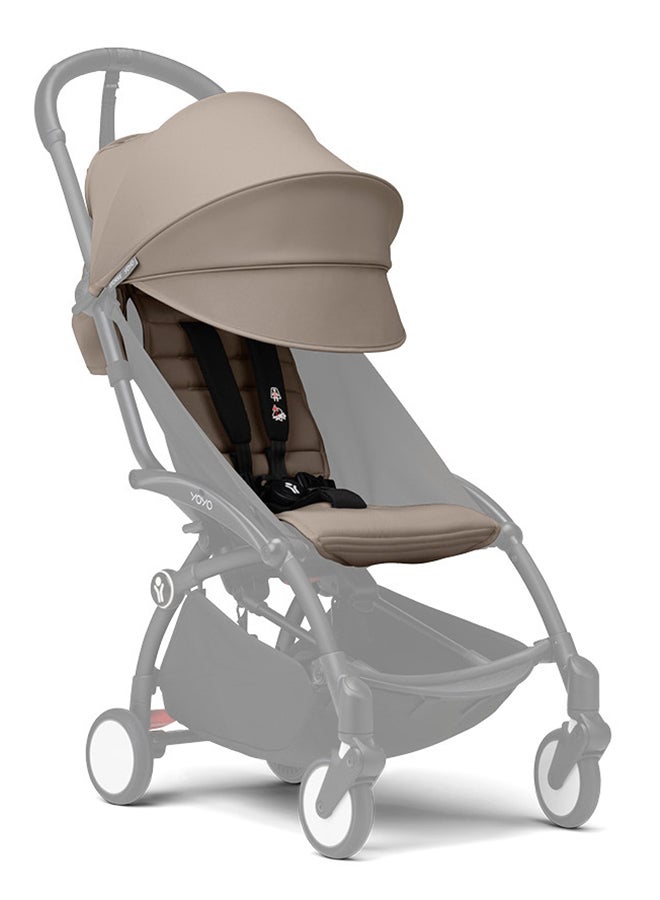 YOYO3 Stroller, Black Frame With 6+ Color Pack - Taupe, Seat Cushion + Canopy - Folds In & Out in a Flash - Light & Compact - Carry-On Compatible
