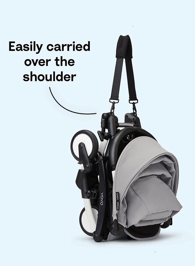 YOYO3 Stroller, Black Frame With 6+ Color Pack - Taupe, Seat Cushion + Canopy - Folds In & Out in a Flash - Light & Compact - Carry-On Compatible