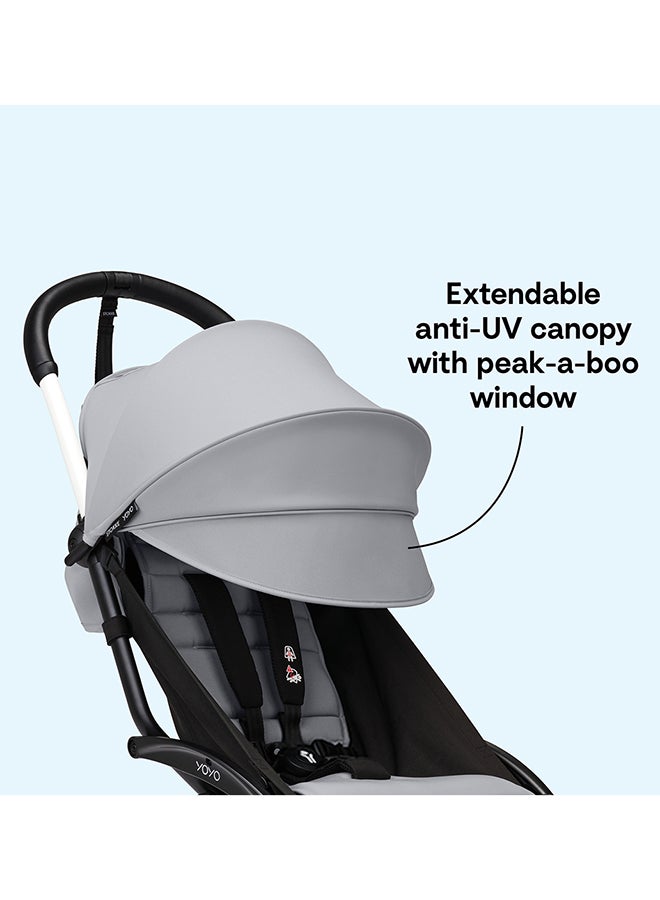 YOYO3 Stroller, Black Frame With 6+ Color Pack - Taupe, Seat Cushion + Canopy - Folds In & Out in a Flash - Light & Compact - Carry-On Compatible