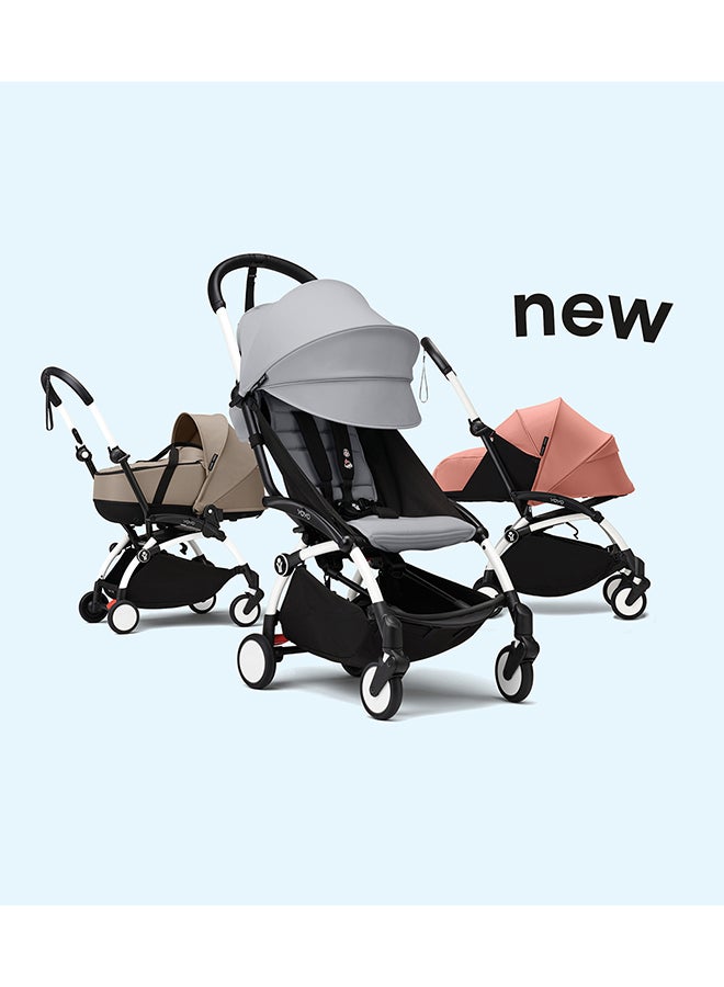 YOYO3 Stroller, Black Frame With 6+ Color Pack - Taupe, Seat Cushion + Canopy - Folds In & Out in a Flash - Light & Compact - Carry-On Compatible