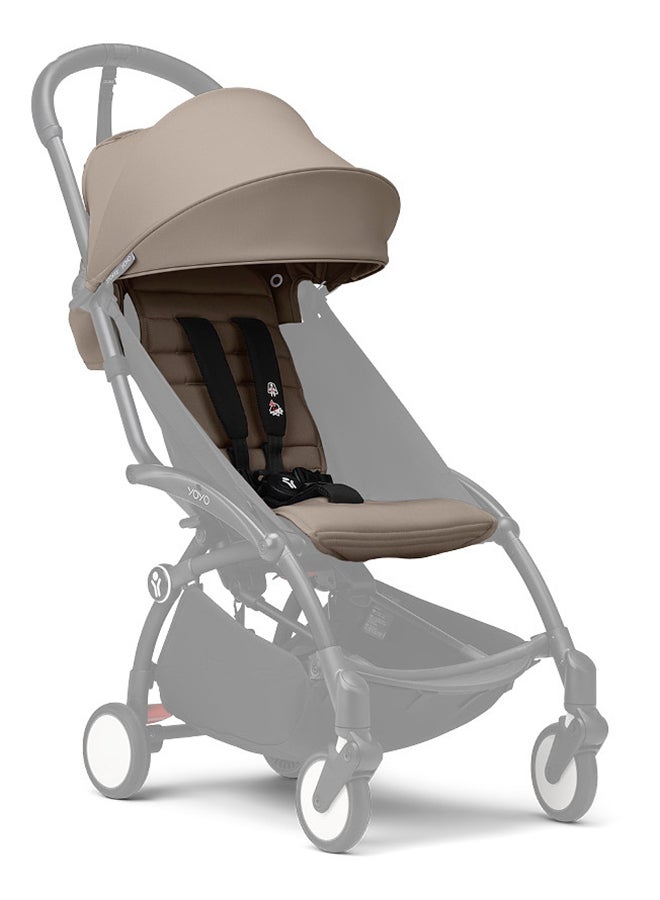 YOYO3 Stroller, Black Frame With 6+ Color Pack - Taupe, Seat Cushion + Canopy - Folds In & Out in a Flash - Light & Compact - Carry-On Compatible