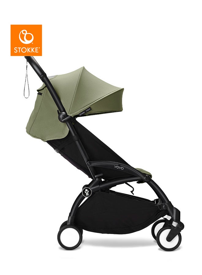 YOYO3 Stroller – Black Frame & 6 Months+ Color Pack - Olive, Lightweight, Compact, Foldable & Travel Friendly Stoller with Padded Seat & Canopy with Viewing Window, UPF 50 Months+ Sun Protection, Stroller for Babies