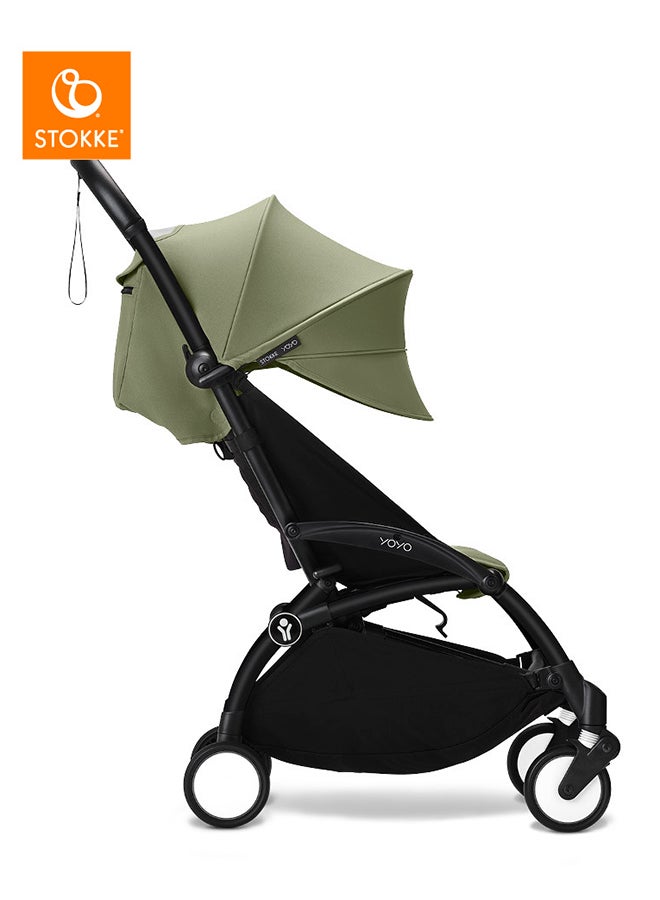 YOYO3 Stroller – Black Frame & 6 Months+ Color Pack - Olive, Lightweight, Compact, Foldable & Travel Friendly Stoller with Padded Seat & Canopy with Viewing Window, UPF 50 Months+ Sun Protection, Stroller for Babies