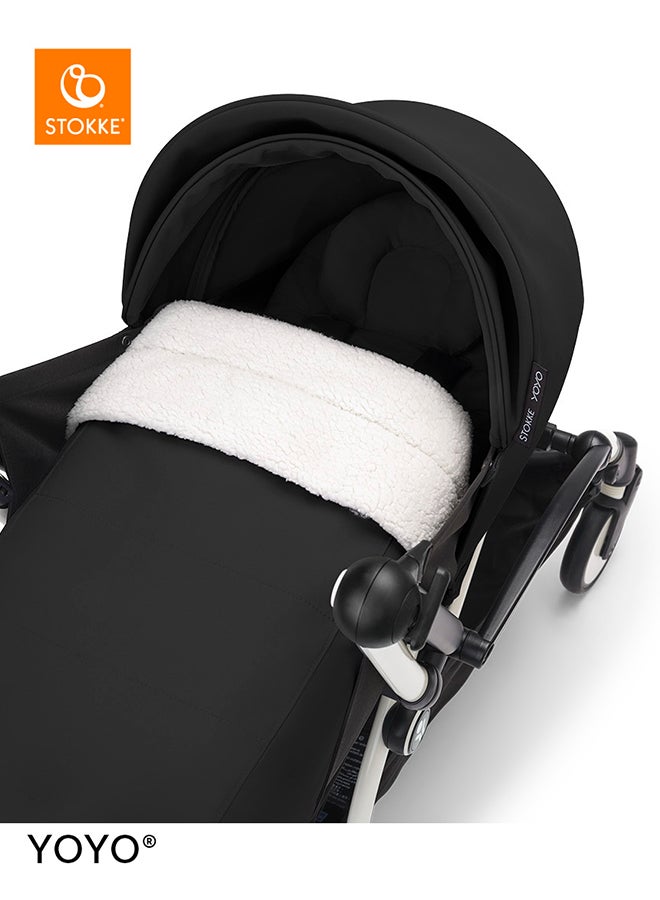 Stokke YOYO3 Stroller with Newborn Pack, Black Frame, Compact and Foldable, One-Hand Flat Recline, UPF 50+ Canopy and 4-Wheel Suspension, 5-Point Harness, 6.6 kg Lightweight, Black