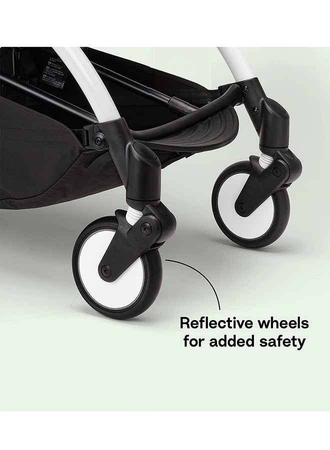 Stokke YOYO3 Stroller with Newborn Pack, Black Frame, Compact and Foldable, One-Hand Flat Recline, UPF 50+ Canopy and 4-Wheel Suspension, 5-Point Harness, 6.6 kg Lightweight, Black