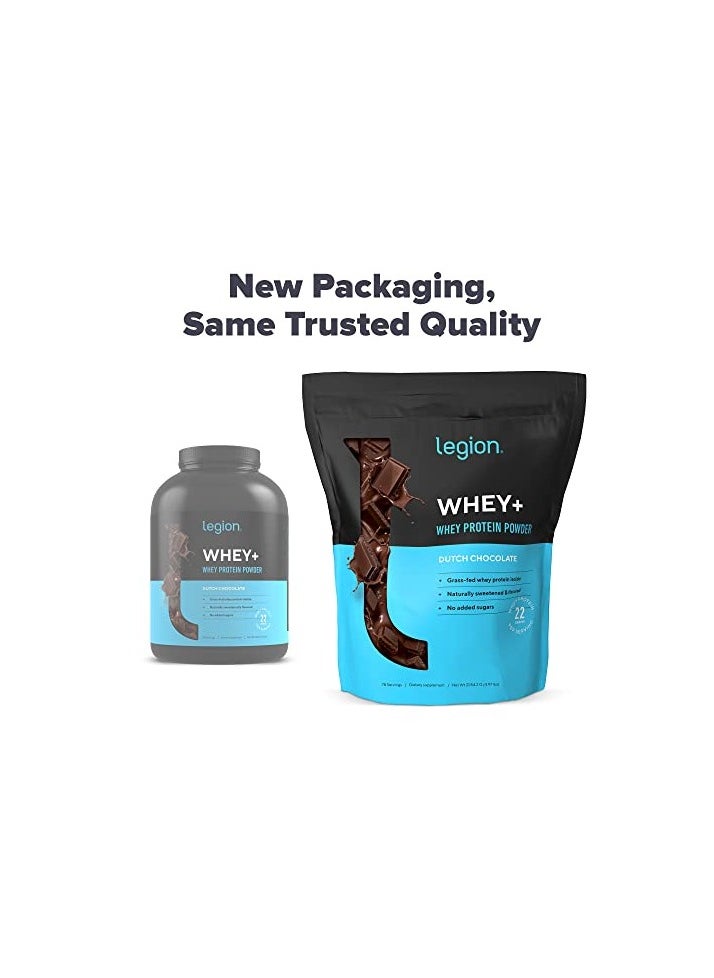 Whey Protein Powder Grass Fed Whey Isolate Naturally Sweetened And Flavored No Added Sugars 22 Grams Per Serving 2268 G/80 Oz/5.00 Lbs - 79 Servings - Dutch Chocolate