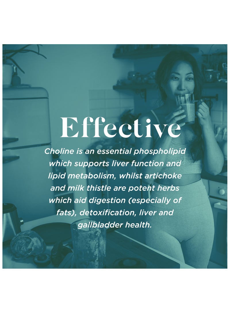 Liver Cleanse Complex Choline For Liver Health with Milk Thistle, Artichoke, Turmeric & Broccoli, 60 Vegetable Capsules Food Supplement