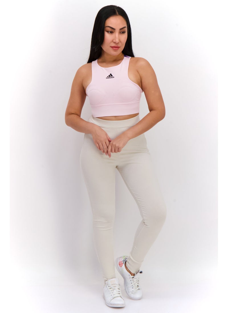 Women Sportswear Fit Sleeveless Training Crop Top, Pink Combo