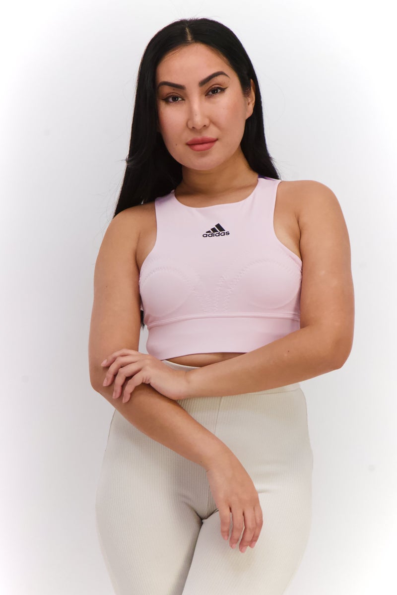 Women Sportswear Fit Sleeveless Training Crop Top, Pink Combo