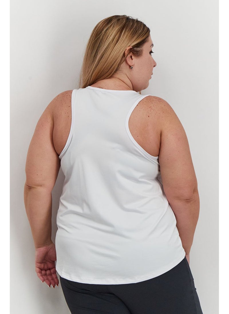 Women Plus Size Brand Logo Sleeveless Top, White