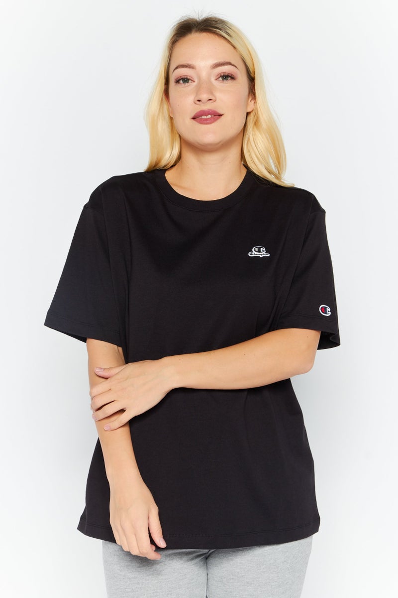 Women Sportswear Fit Short Sleeve Outdoor Top, Black