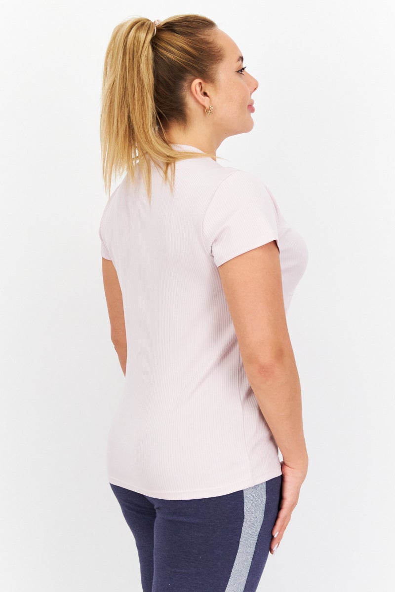 Women Sportswear Fit Short Sleeve Tops, Pink