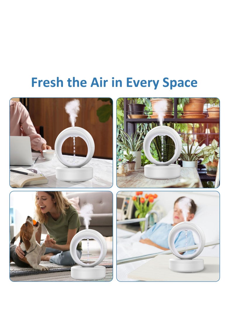 Rain Drop Humidifier Rain Cloud Humidifier Water Drip Cool Mist Air Humidifier Humidifiers for bedroom for Plants Baby Nursery Large Room Office 680ml Anti Gravity Water Drop Diffuser Quiet White