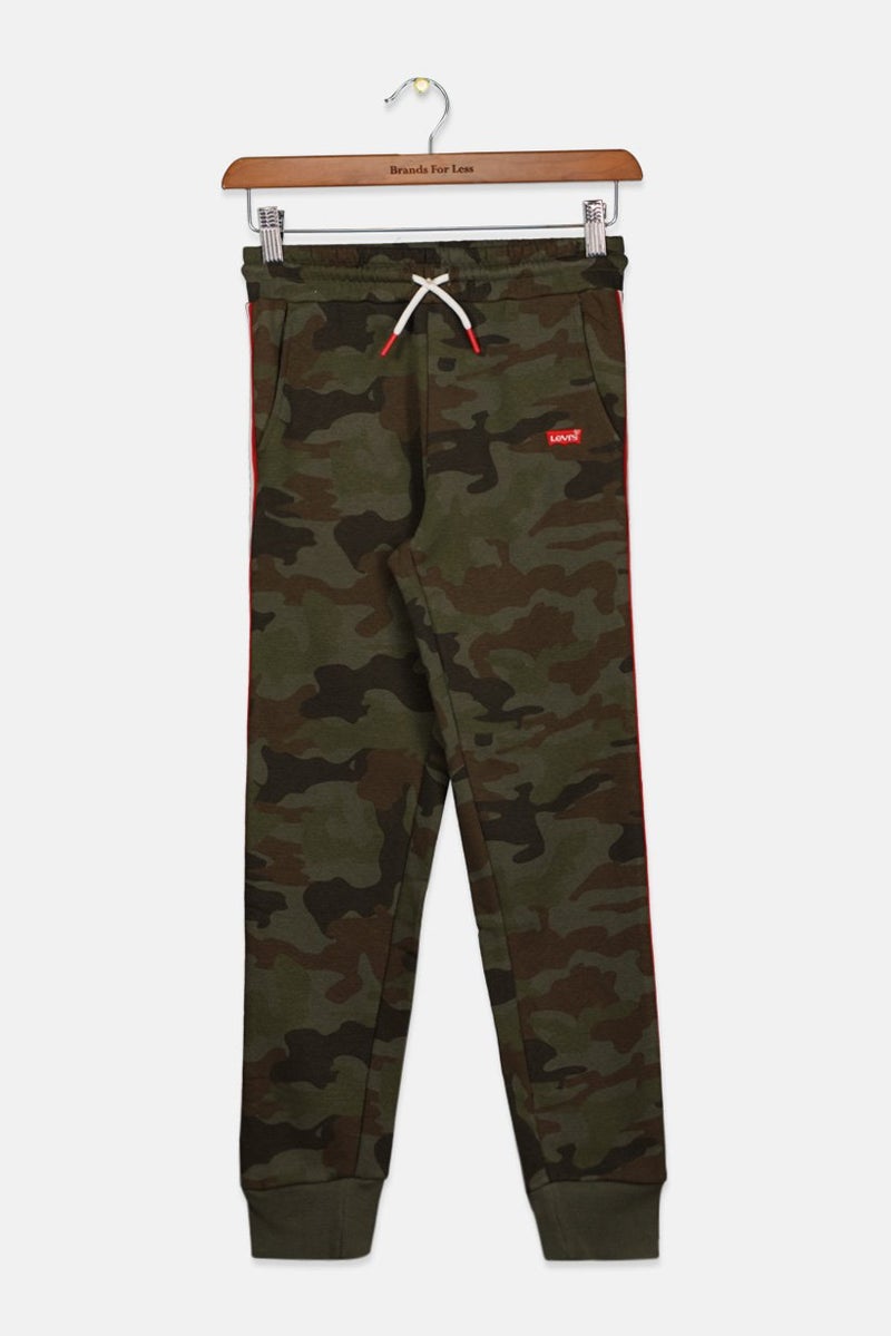 Kids Boy Fleece Camouflage Jogger Pants, Olive