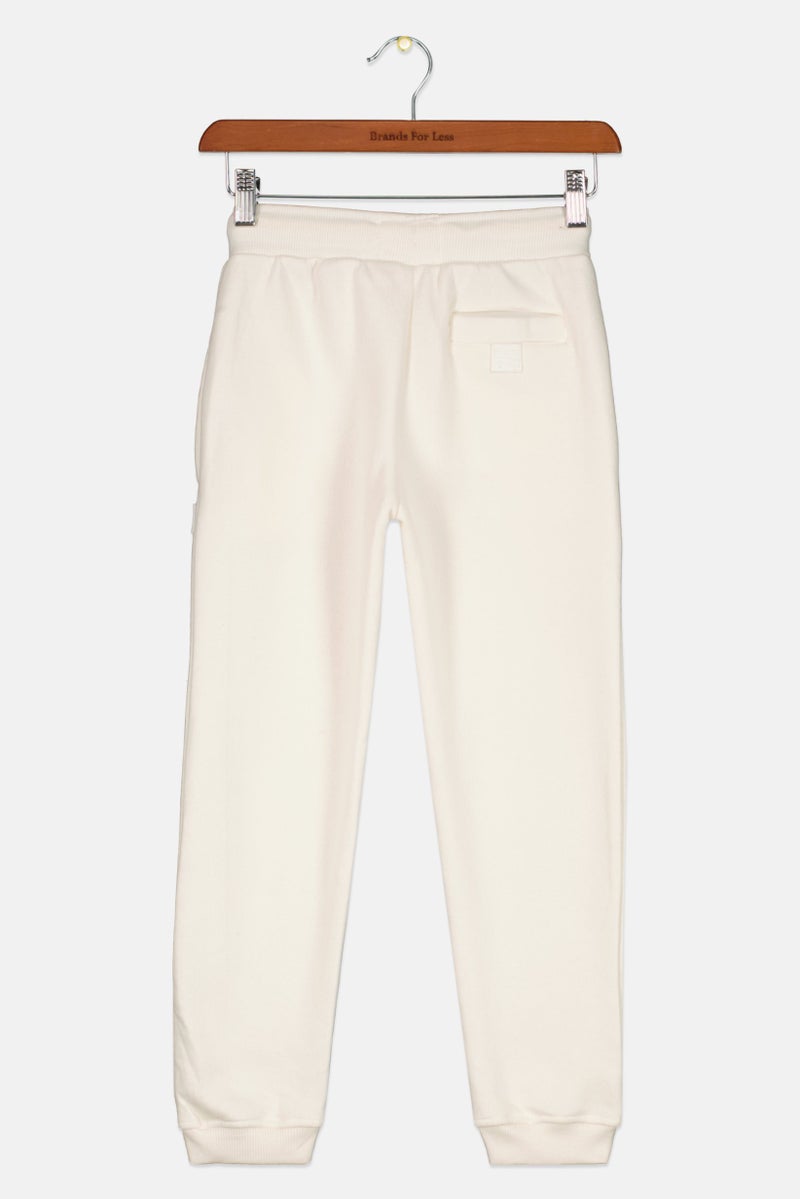 Kids Boy Brand Logo Jogger Pants, White