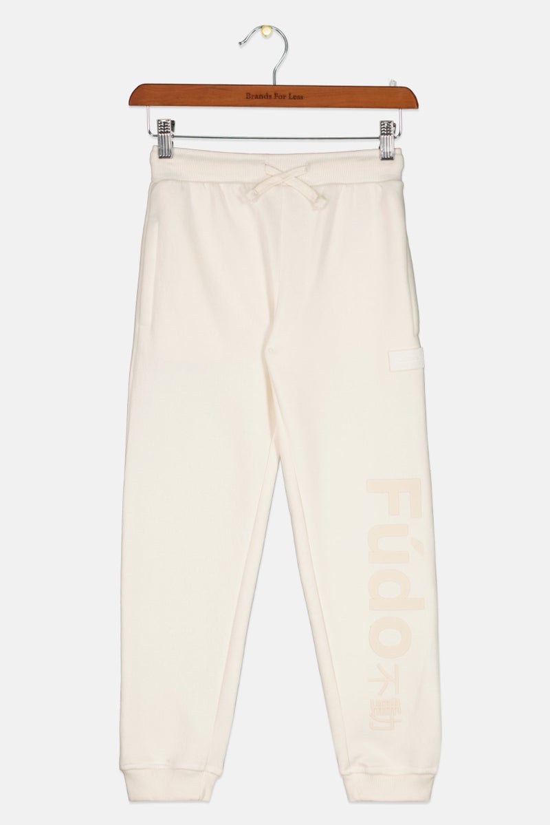 Kids Boy Brand Logo Jogger Pants, White