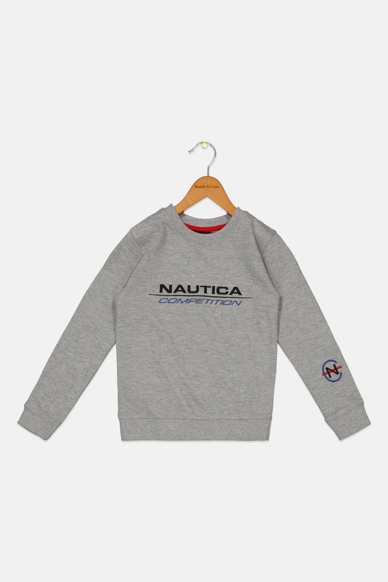 Toddlers Boy Embroidered Logo Sweatshirt, Grey