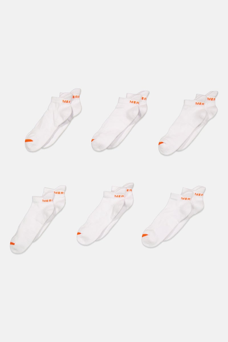 Men 6 Pair Low Cut Cushioned Socks, White