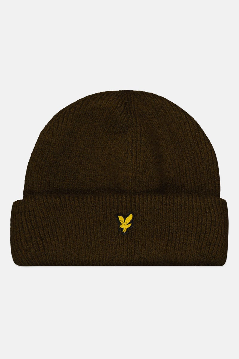 Men Brand Logo Beanie, Dark Olive