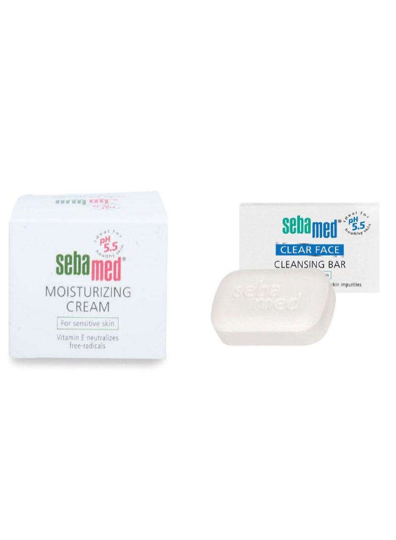 Sensitive Skin Moisturizing Cream 75 with Cleansing Bar Soap