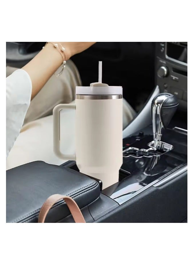 Guri Flask Insulated Stainless Steel Tumbler with Straw - Reusable Double Wall Vacuum Coffee Mug with Leak-Proof Lid - Hot & Cold Drink Travel Cup for Office, Home, Camping & Parties