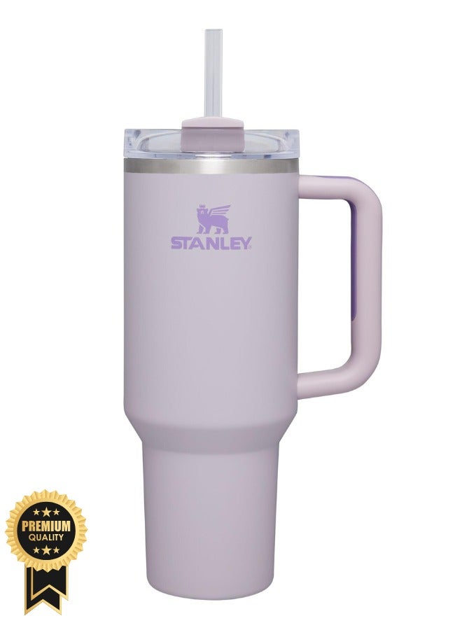 40 oz tumbler with handle Travel Mug Straw Covers Cup with Lid Insulated Quencher Stainless Steel Water Iced Tea Coffee Gift Purple