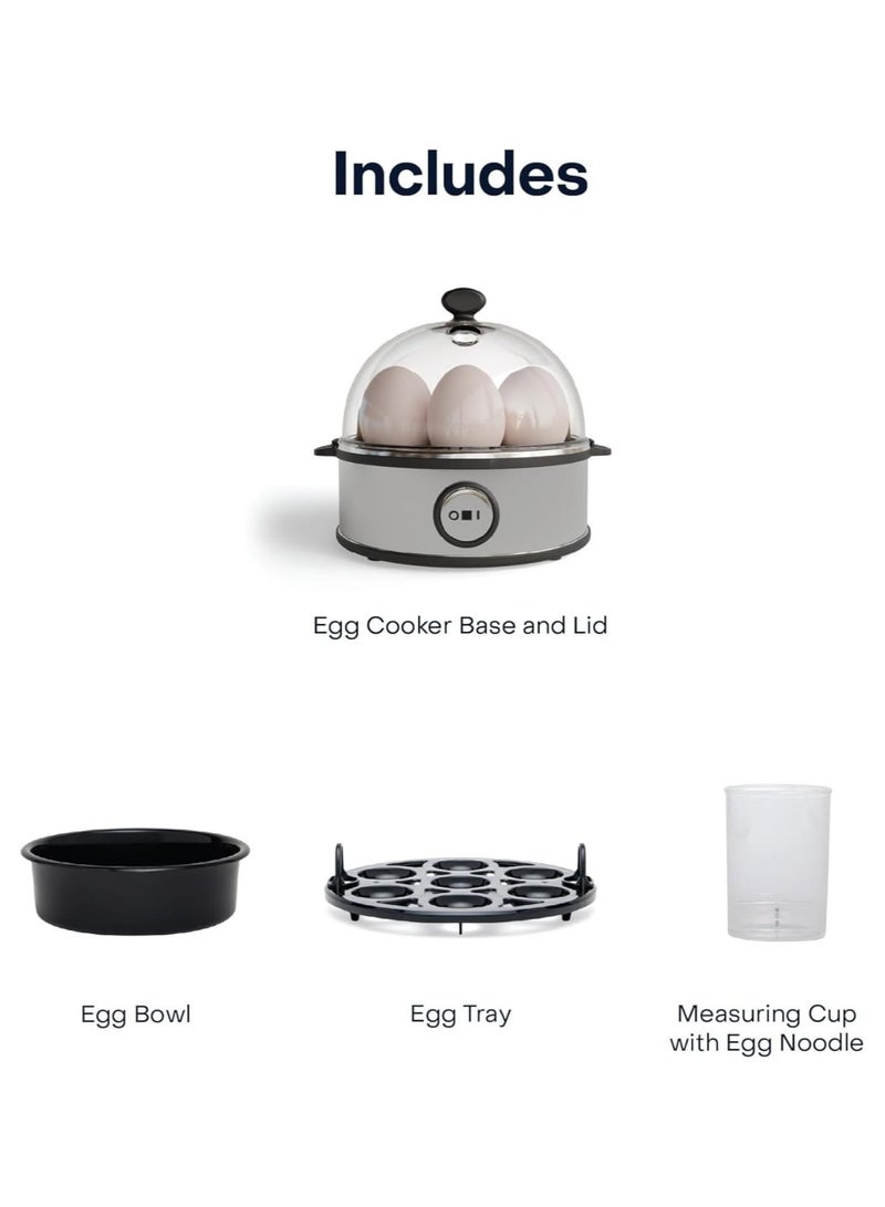 Electric Egg Cooker with a 7-Egg Capacity for Boiling, Poaching, Scrambling, or Making Omelettes, featuring an Auto Shut-Off Function - Silver