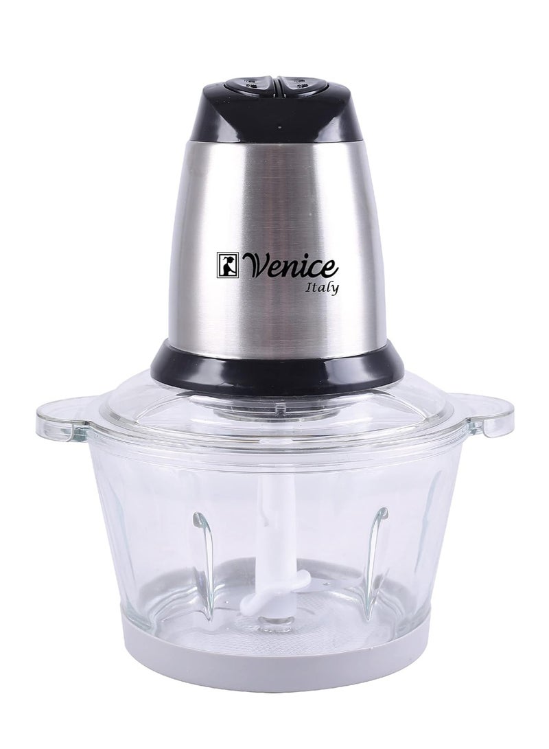 Food Chopper With Mincer Grinder Function, Glass Bowl And Quad Blade 1.2 L 400 W