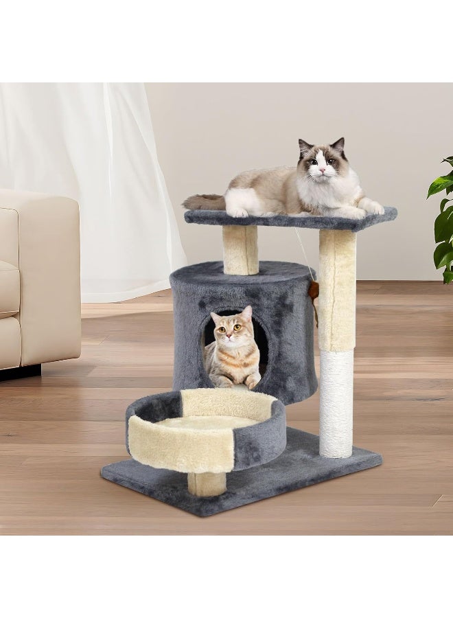 Cat Tree Tower, Cat Condo with Sisal Scratching Post, Circular Rest Activity Center Cat Climbing Tree, Sisal Posts, and Rest Place for Indoor Cat（54×49×33cm）