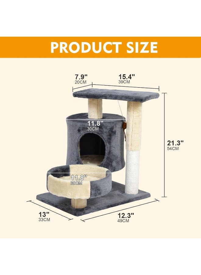 Cat Tree Tower, Cat Condo with Sisal Scratching Post, Circular Rest Activity Center Cat Climbing Tree, Sisal Posts, and Rest Place for Indoor Cat（54×49×33cm）