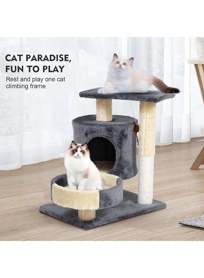 Cat Tree Tower, Cat Condo with Sisal Scratching Post, Circular Rest Activity Center Cat Climbing Tree, Sisal Posts, and Rest Place for Indoor Cat（54×49×33cm）