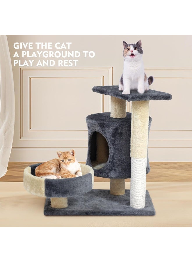 Cat Tree Tower, Cat Condo with Sisal Scratching Post, Circular Rest Activity Center Cat Climbing Tree, Sisal Posts, and Rest Place for Indoor Cat（54×49×33cm）