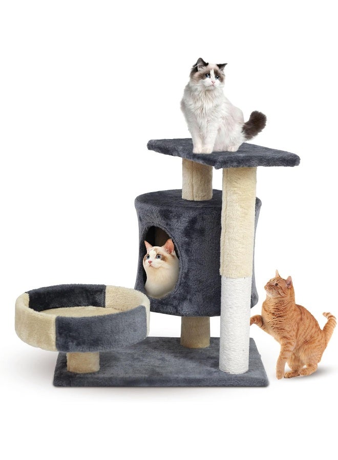 Cat Tree Tower, Cat Condo with Sisal Scratching Post, Circular Rest Activity Center Cat Climbing Tree, Sisal Posts, and Rest Place for Indoor Cat（54×49×33cm）