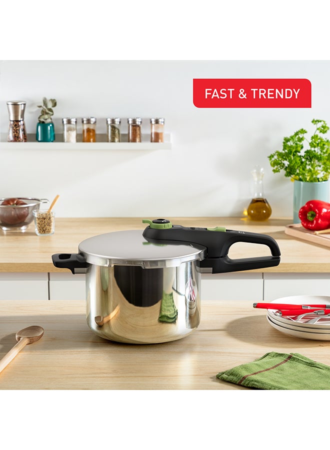 TEFAL Secure Trendy 6L+4L Pressure Cookers Set | Fast Cooking | Attractive Design | 2 Programs | Safe | Induction Compatible | 2 Years Warranty | P2584300 Stylish with a touch of color 4, 6Liters