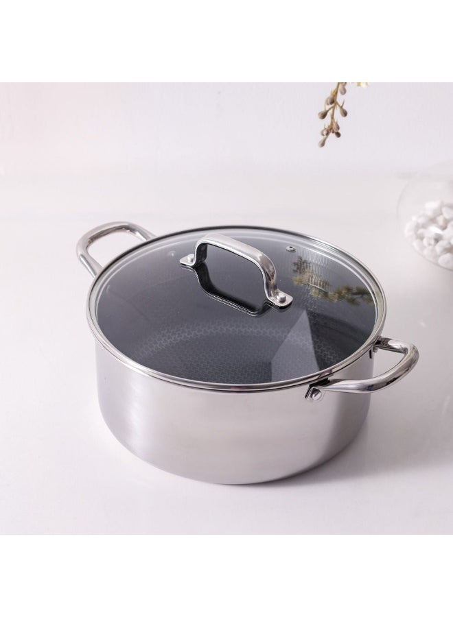 Chef's Delight Celina Pro Stainless Steel Casserole with Lid Luxury Serving Bowl Elegant Hot Pot For For Biryani Pulao And Etc 22x10cm