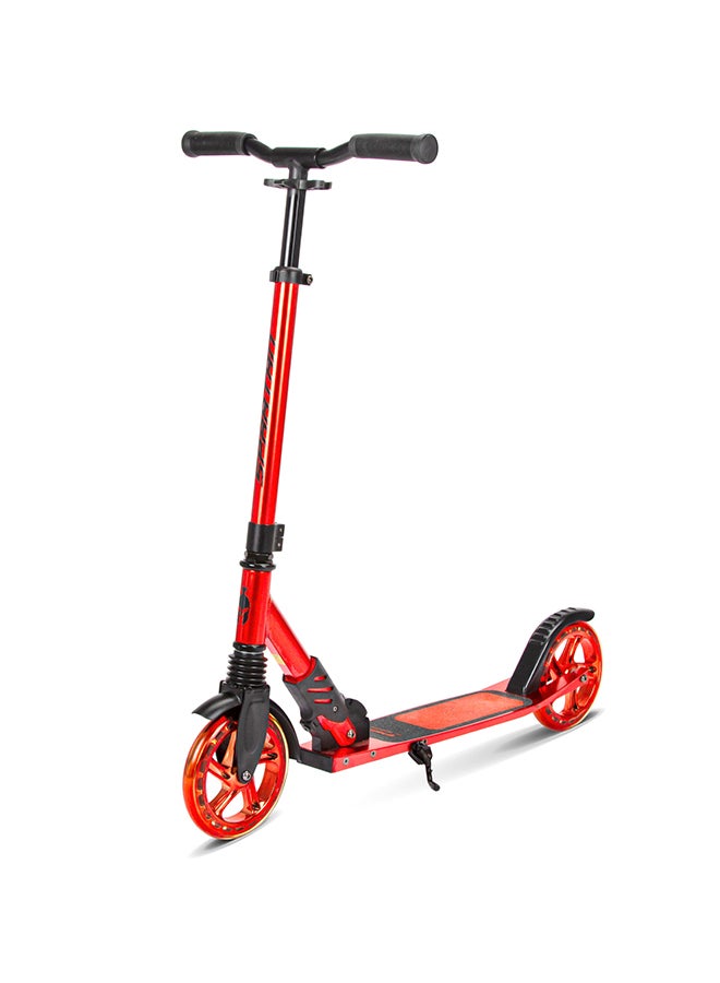 Extreme Folding 2 Wheel Kick Scooters 180mm, Adjustable Handlebar, Easy Folding Mechanism, LED PU Wheels 180mm, Front Suspension |Alloy Light weight Kids Scooter- Red Chrome