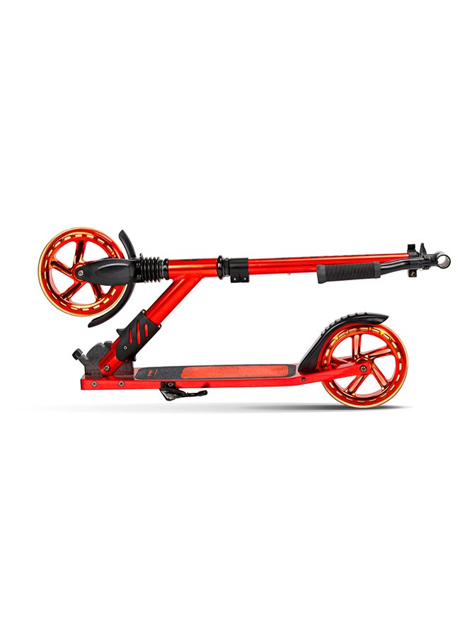 Extreme Folding 2 Wheel Kick Scooters 180mm, Adjustable Handlebar, Easy Folding Mechanism, LED PU Wheels 180mm, Front Suspension |Alloy Light weight Kids Scooter- Red Chrome