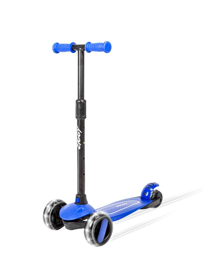 3-Wheel Tilt Kids Scooter, Smart Kick Scooter with Height Adjustable Handle, Runner Scooter with LED PU Wheels & Brake availble - Blue