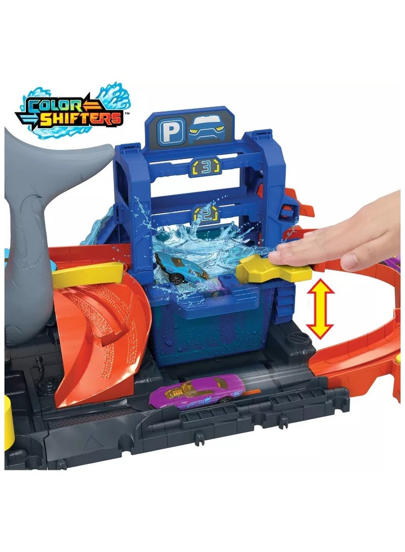 Ultra Shark Car Wash Playset: Plastic Toy Vehicle Set, 1:64 Scale