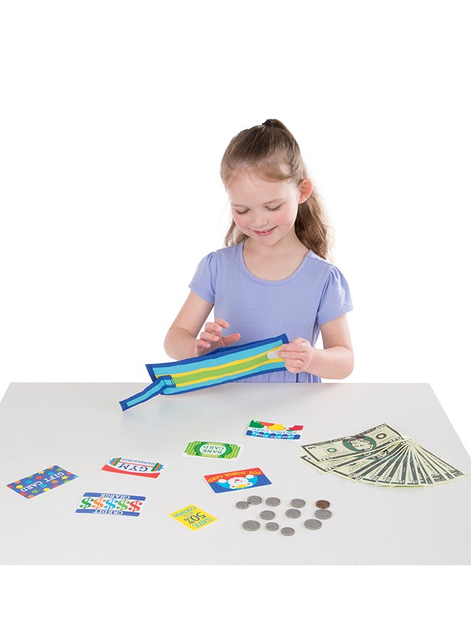 Pretend-to-Spend Wallet, Includes Play Money, Coins, Write-On cards & Coupons