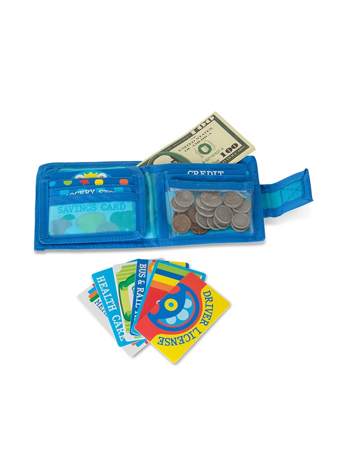 Pretend-to-Spend Wallet, Includes Play Money, Coins, Write-On cards & Coupons