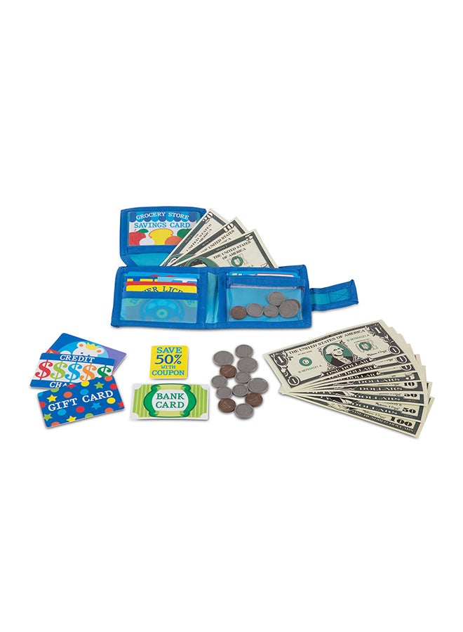 Pretend-to-Spend Wallet, Includes Play Money, Coins, Write-On cards & Coupons