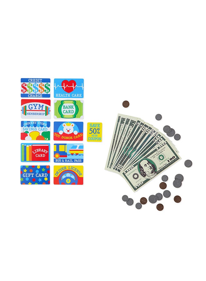 Pretend-to-Spend Wallet, Includes Play Money, Coins, Write-On cards & Coupons