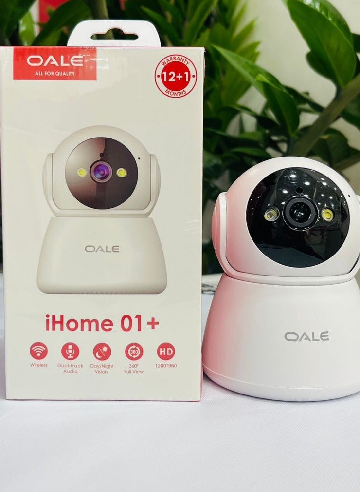 iHome 01 Security Camera with Dual Tracking, Audio Support, Night Vision, Motion Detection, 360° Full View, and Two Way Real Time Voice