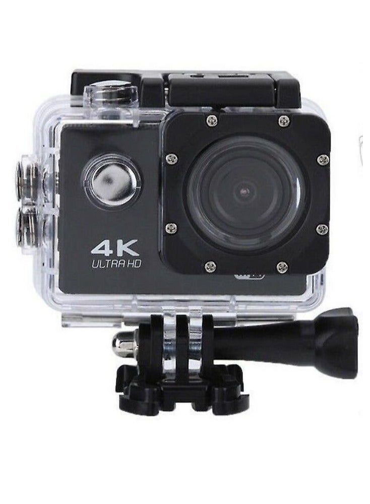 Digital Action Camera 4K Action Camera HD 1080P 30m Waterproof Sport Camera 170° Wide Angle Infrared WiFi 2.0 Inch Screen Black