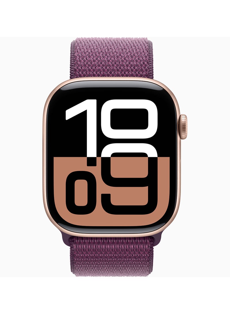 Watch Series 10 GPS + Cellular 46mm Rose Gold Aluminium Case With Plum Sport Loop