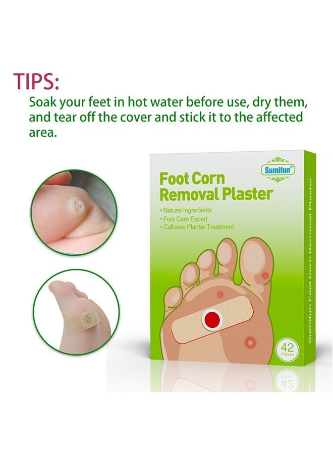Foot Corn Removal Plaster, Natural Ingredients,Foot Care Expert,Calluses Plantar Treatment,Relief Pain From Calluses, Corns, Blisters, Heel Frictions, 42 Pcs